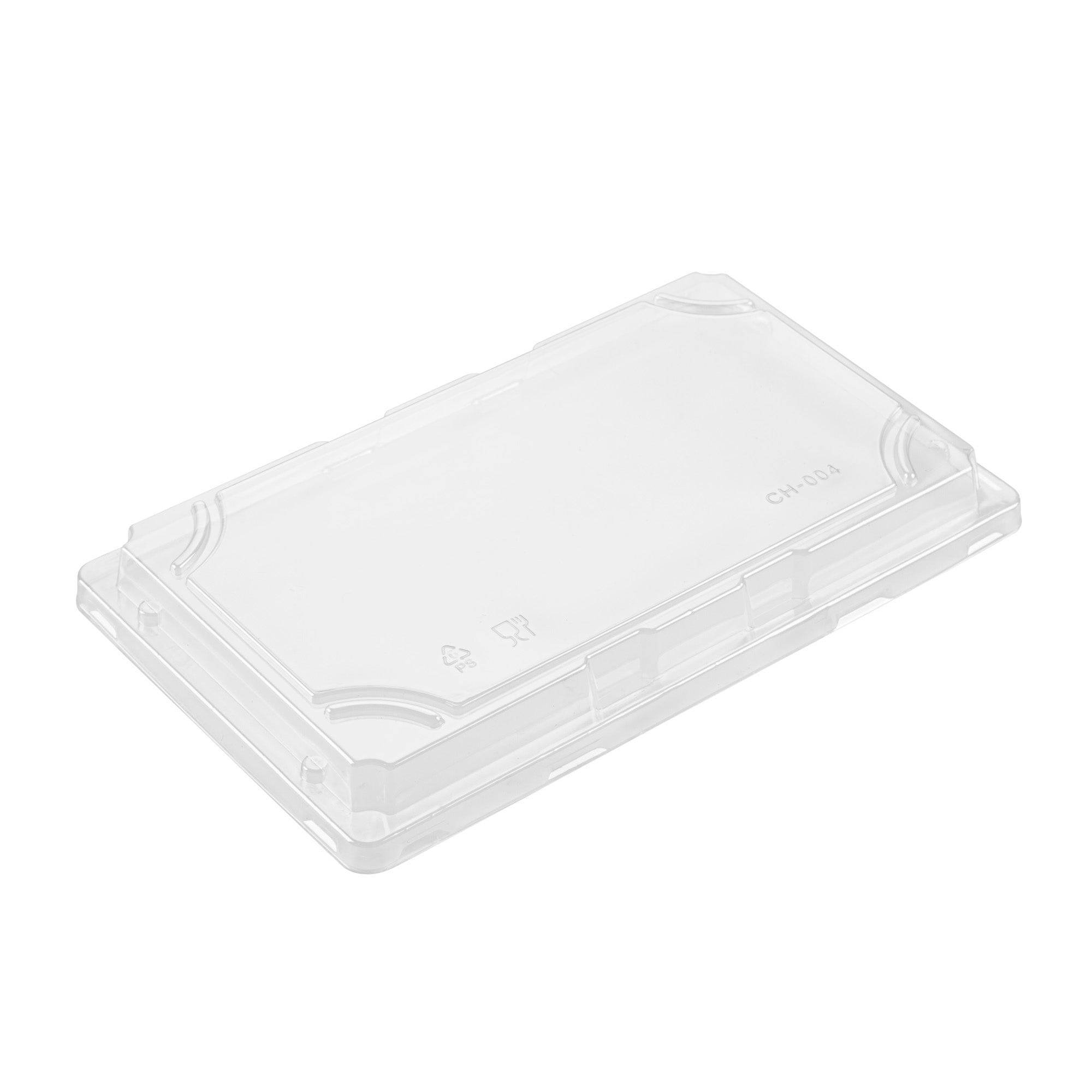 Roku Rectangle Black Plastic Take Out Sushi Tray - with Clear Lid - 9 1/4" x 6" x 1 3/4" - 100 count box