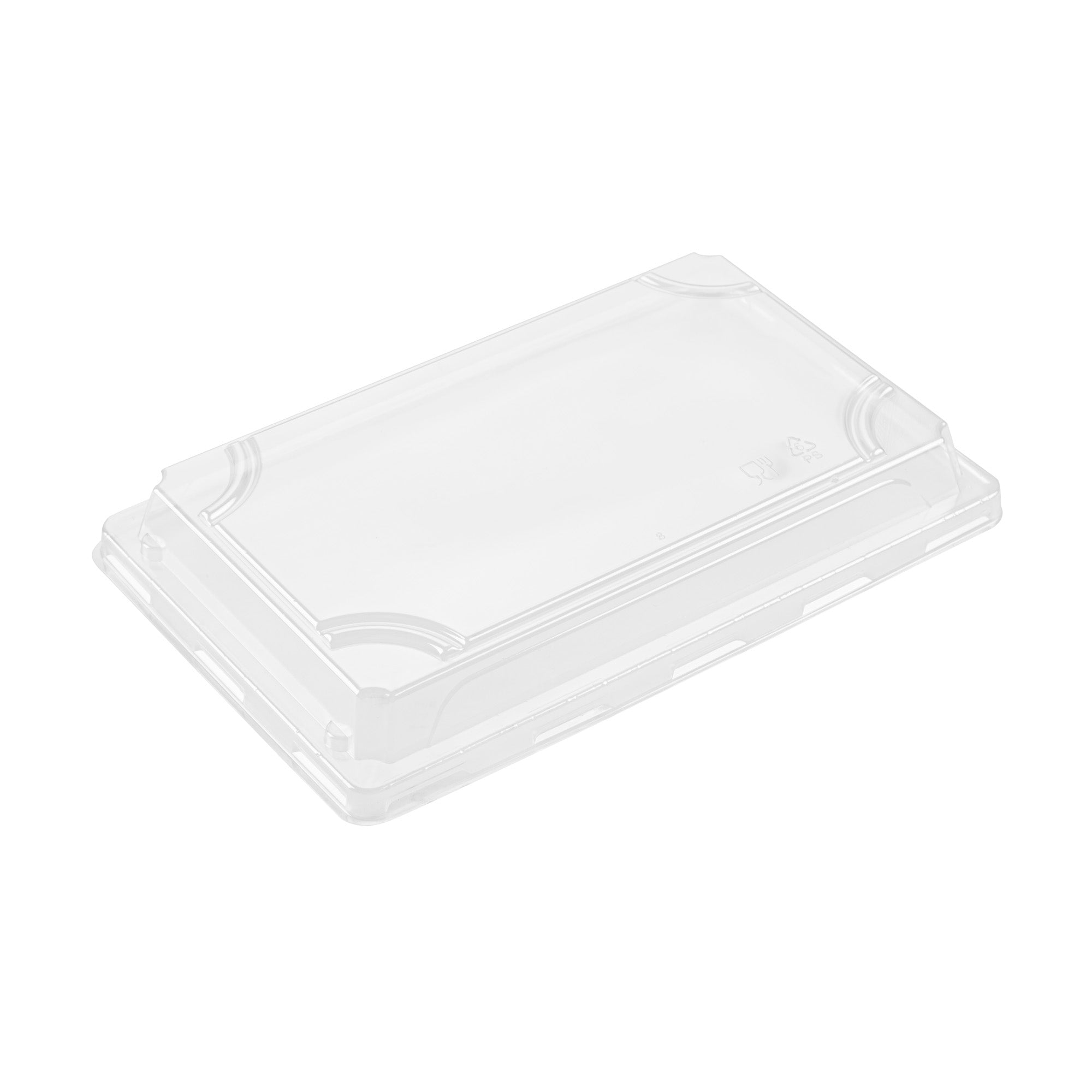 Roku Rectangle Gold Plastic Take Out Sushi Tray - with Clear Lid - 9 1/4" x 6" x 1 3/4" - 100 count box