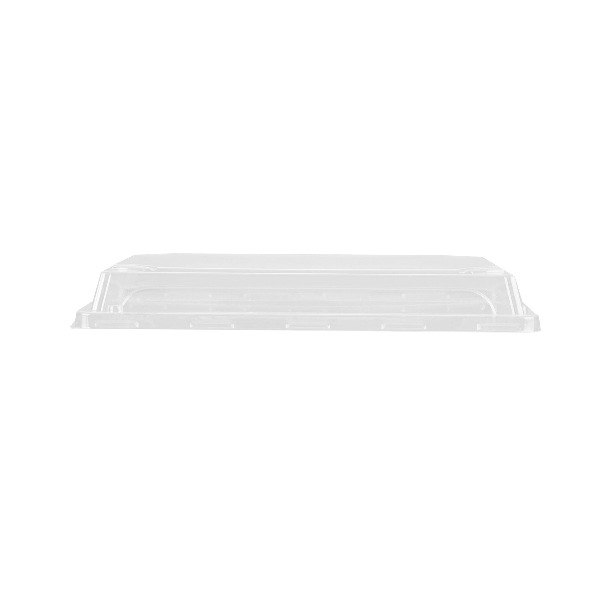 Roku Rectangle Black Plastic Take Out Sushi Tray - with Clear Lid - 10" x 7 1/4" x 1 3/4" - 100 count box