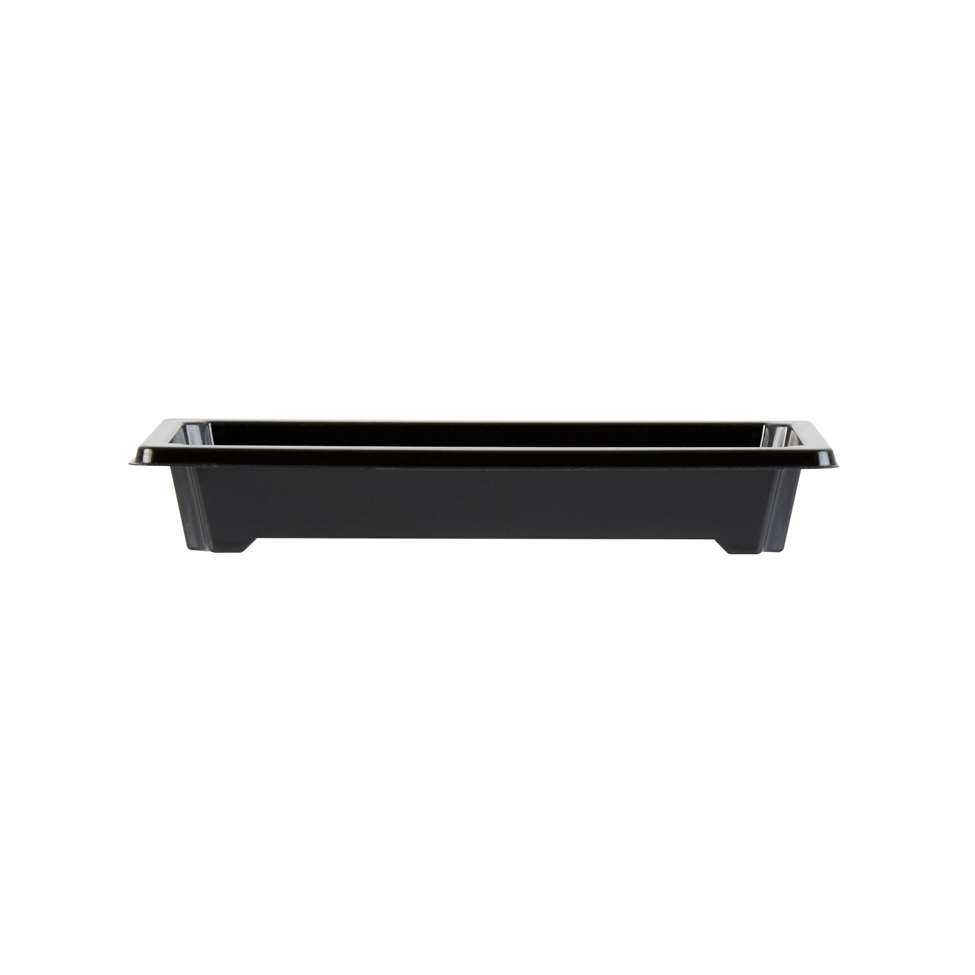 Roku Rectangle Black Plastic Take Out Sushi Tray - with Clear Lid - 5 1/4" x 3 1/4" x 1 1/2" - 100 count box