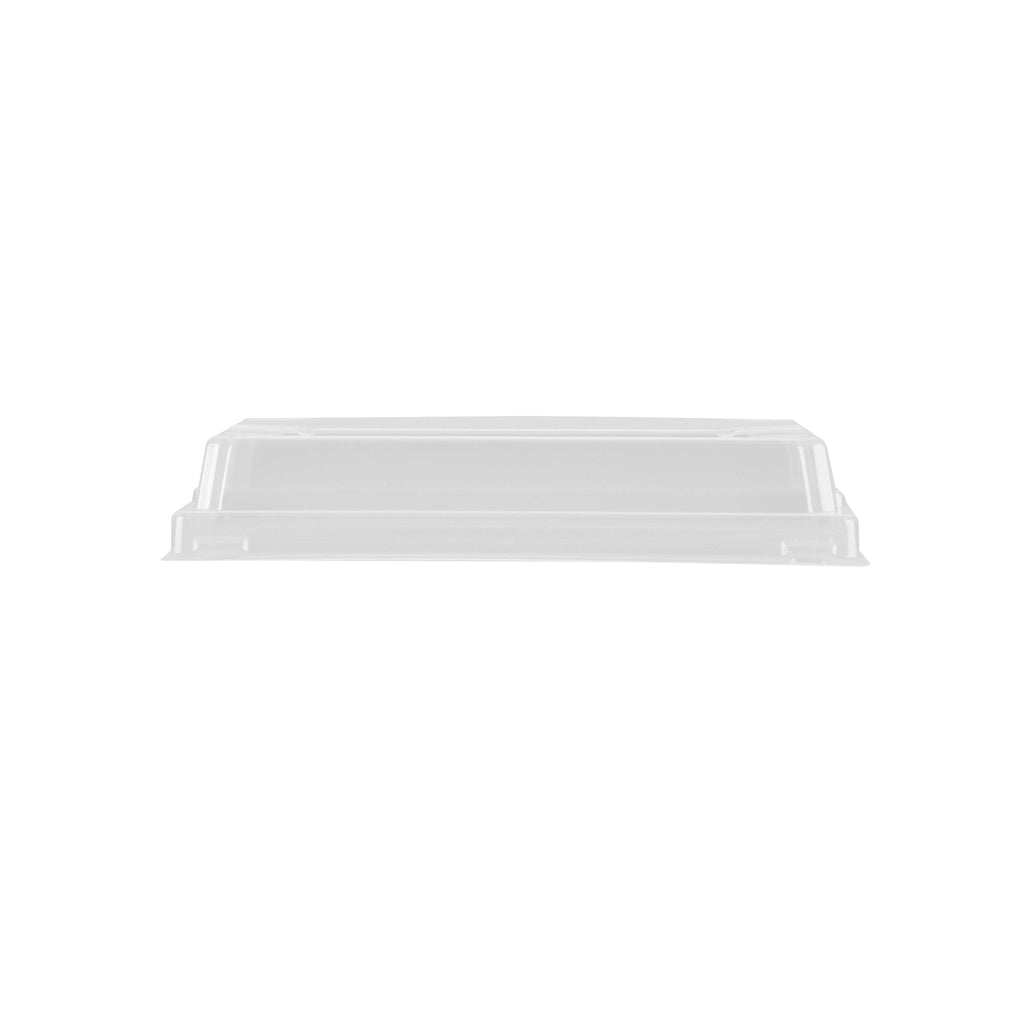Roku Rectangle Black Plastic Take Out Sushi Tray - with Clear Lid - 5 1/4" x 3 1/4" x 1 1/2" - 100 count box