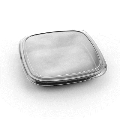 Roku Square Black Plastic Take Out Sushi Tray - with Clear Lid - 10 3/4" x 10 3/4" x 1 3/4" - 100 count box