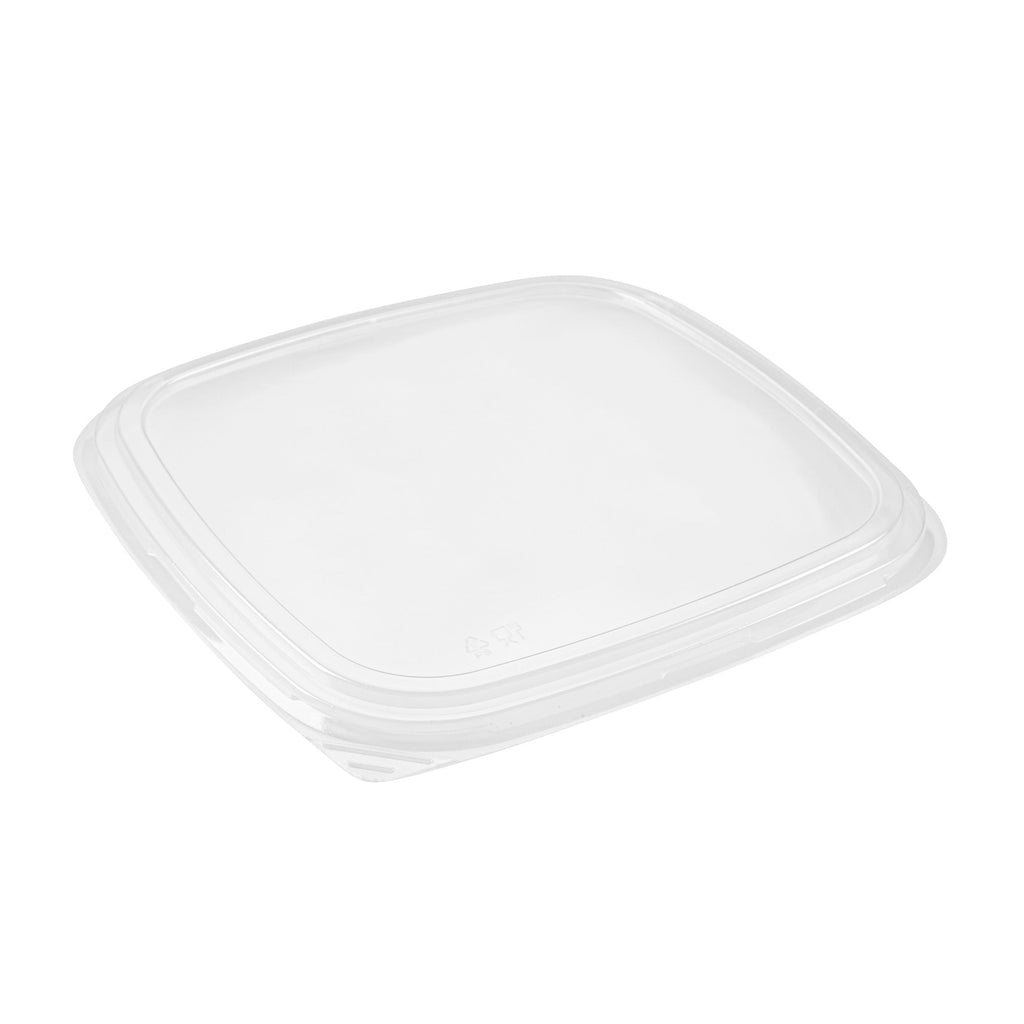 Roku Square Black Plastic Take Out Sushi Tray - with Clear Lid - 10 3/4" x 10 3/4" x 1 3/4" - 100 count box