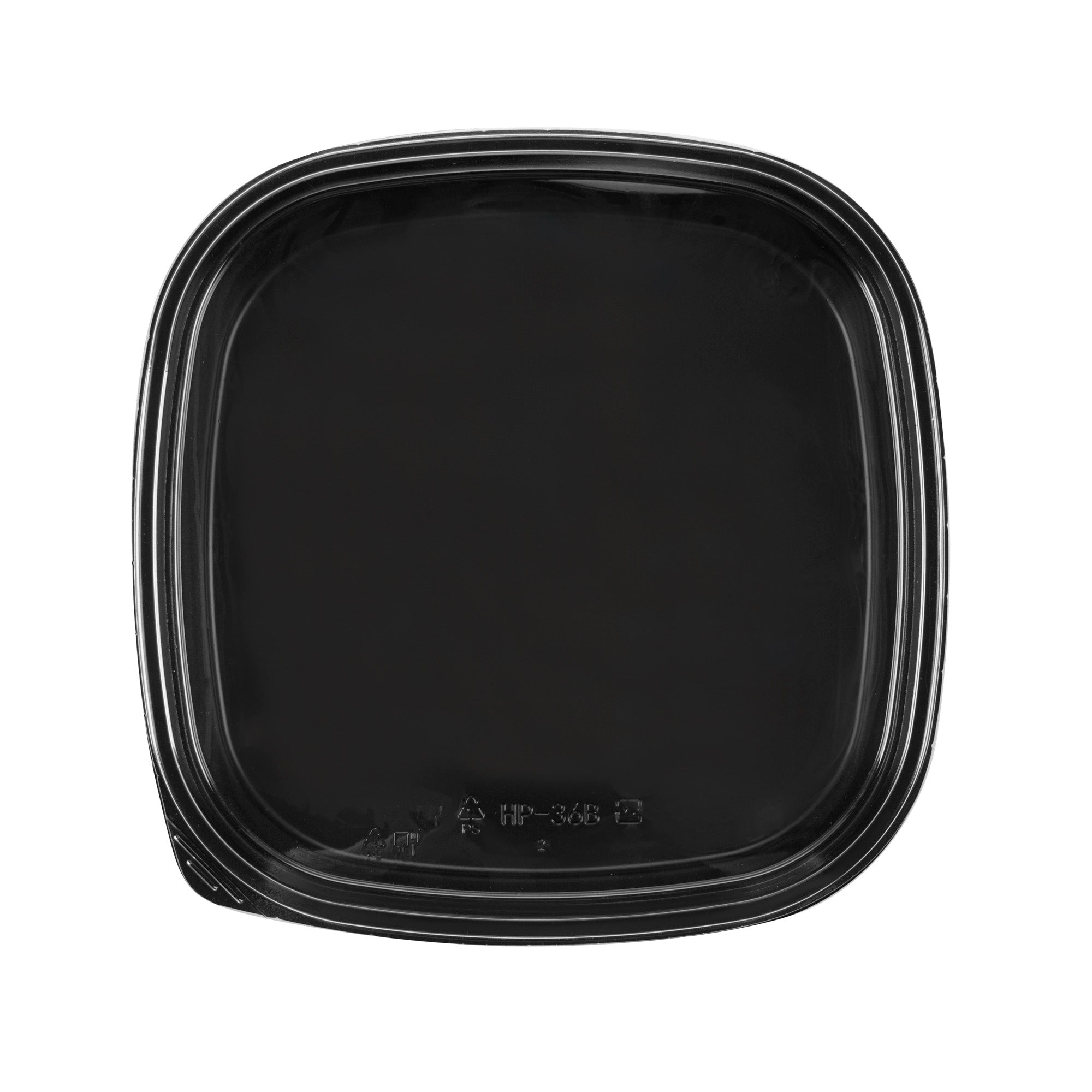 Roku Square Black Plastic Take Out Sushi Tray - with Clear Lid - 12 1/2" x 12 1/2" x 1 3/4" - 50 count box