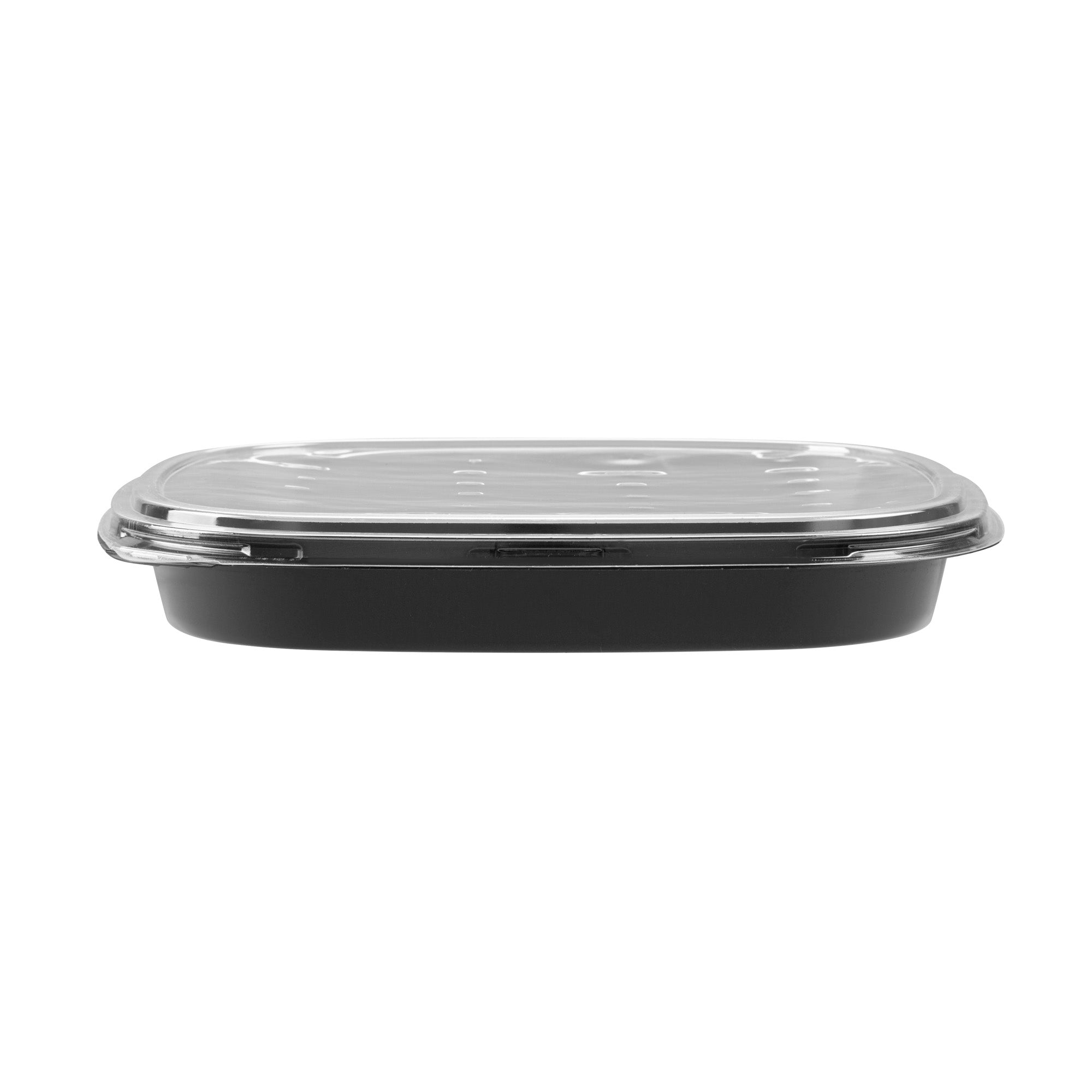 Roku Square Black Plastic Take Out Sushi Tray - with Clear Lid - 12 1/2" x 12 1/2" x 1 3/4" - 100 count box