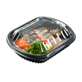 Chef 101 24 oz Rectangle Black Plastic Food Container - with Clear Lid, Microwavable - 7 3/4" x 6 1/4" x 2 1/4" - 50 count box
