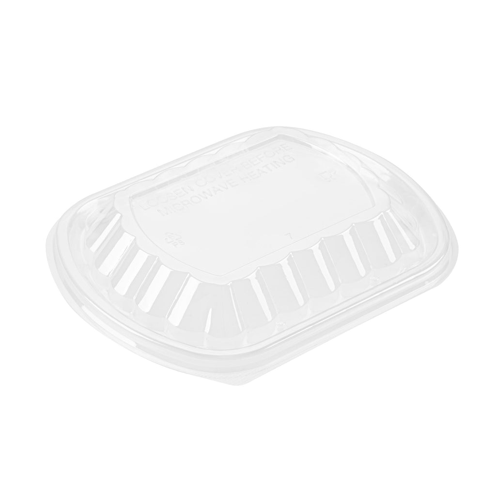 Chef 101 24 oz Rectangle Black Plastic Food Container - with Clear Lid, Microwavable - 7 3/4" x 6 1/4" x 2 1/4" - 100 count box