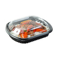 Chef 101 36 oz Rectangle Black Plastic Food Container - with Clear Lid, Microwavable - 9 1/4" x 7 3/4" x 2 3/4" - 100 count box