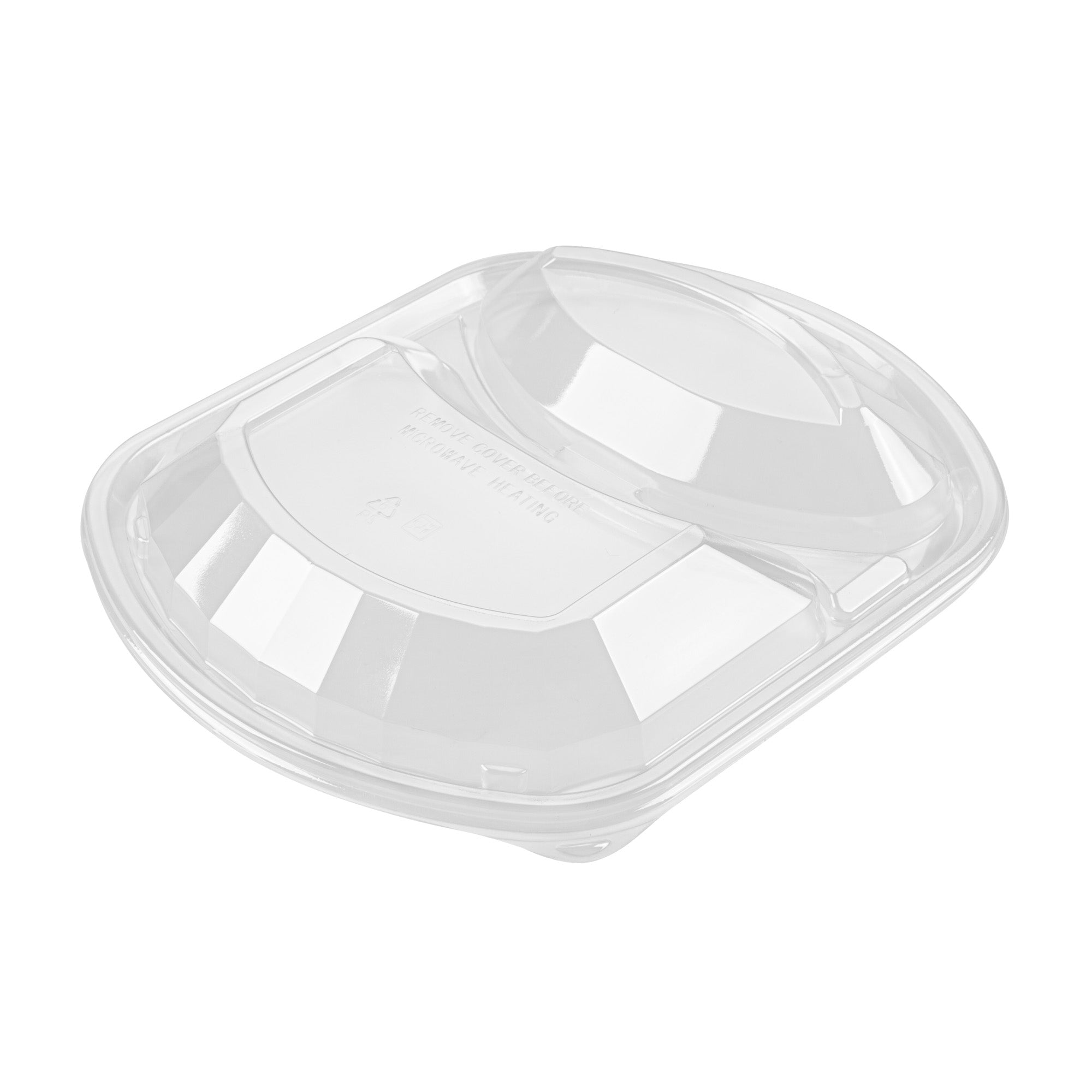Chef 101 36 oz Rectangle Black Plastic Food Container - with Clear Lid, Microwavable, 2 Compartments - 9 1/4" x 8" x 2 3/4" - 50 count box