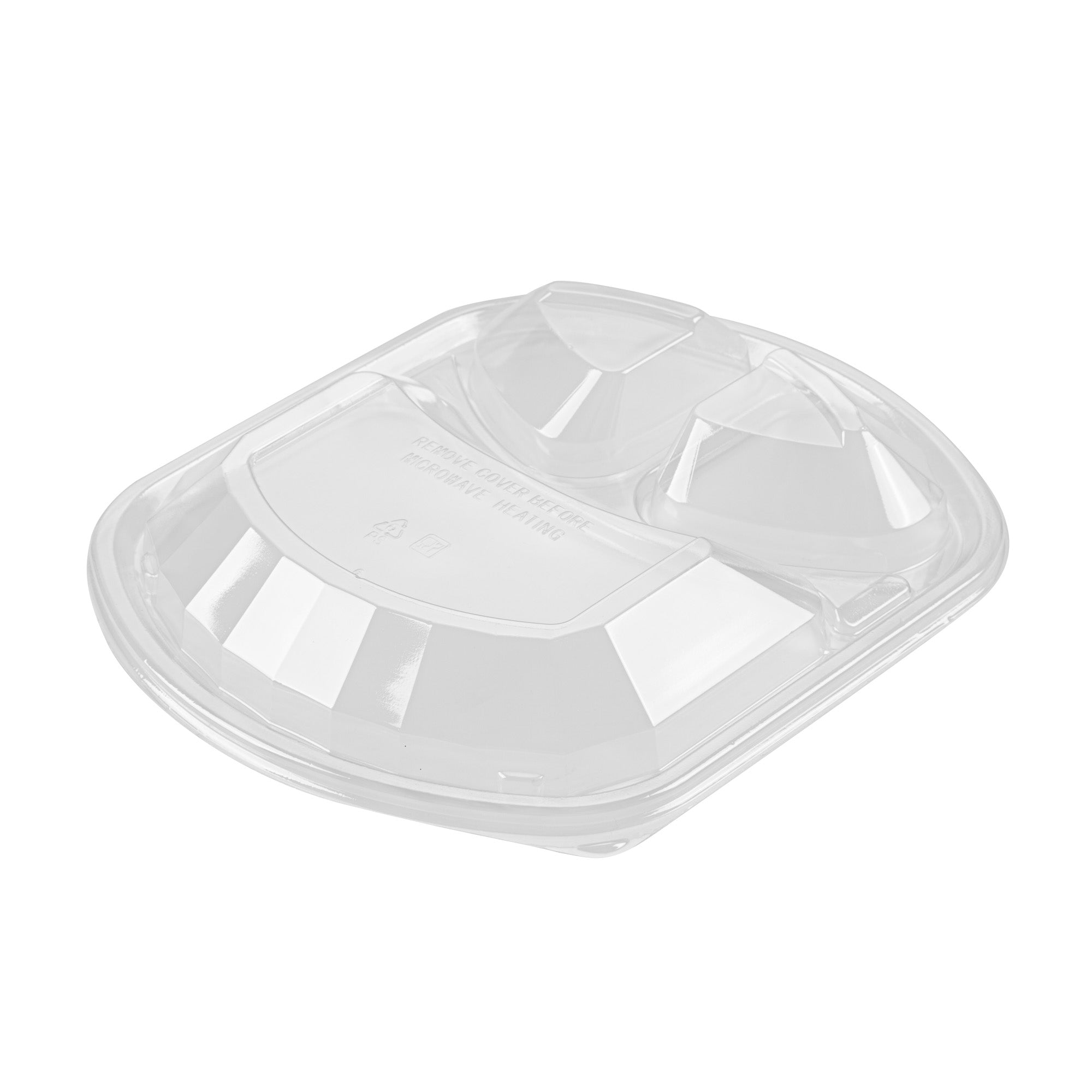 Chef 101 36 oz Rectangle Black Plastic Food Container - with Clear Lid, Microwavable, 3 Compartments - 9 1/4" x 8" x 2 3/4" - 50 count box
