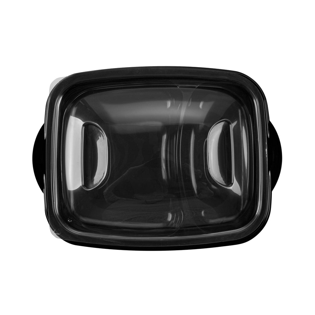 Chef 101 36 oz Rectangle Black Plastic Food Container - with Clear Lid, Microwavable, 2 Compartments - 8 3/4" x 7" x 2 1/4" - 100 count box