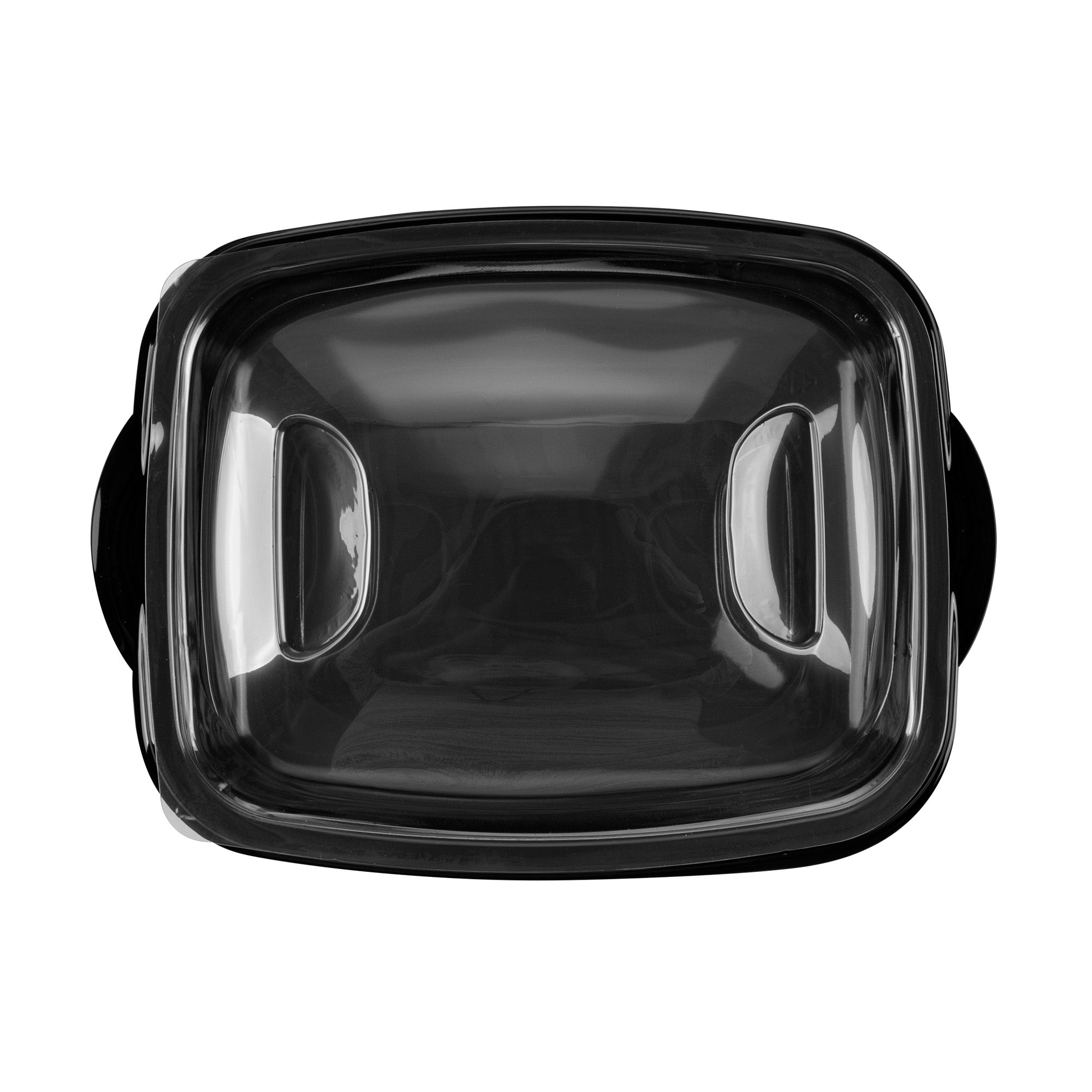 Chef 101 36 oz Rectangle Black Plastic Food Container - with Clear Lid, Microwavable - 8 3/4" x 7" x 2 1/4" - 50 count box