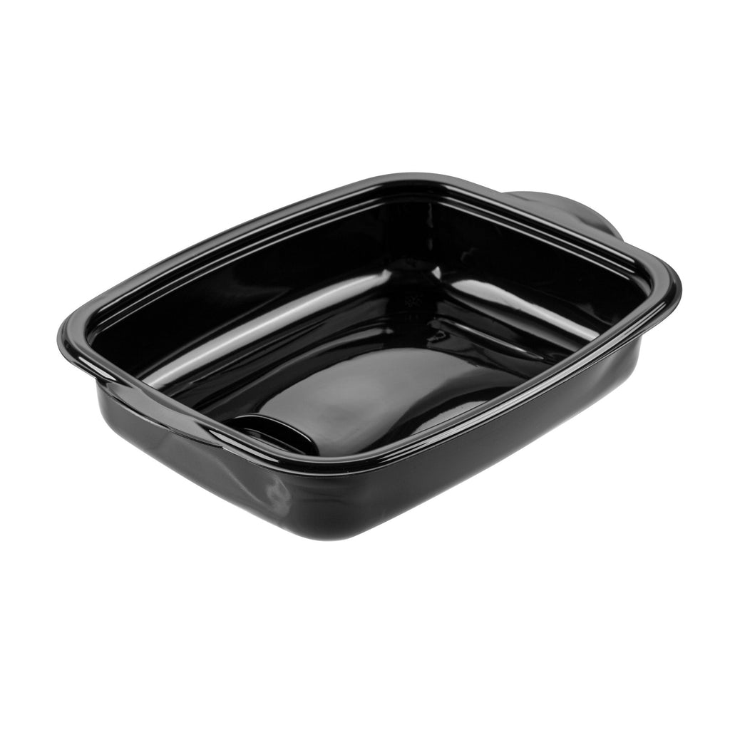 Chef 101 36 oz Rectangle Black Plastic Food Container - with Clear Lid, Microwavable - 8 3/4" x 7" x 2 1/4" - 100 count box