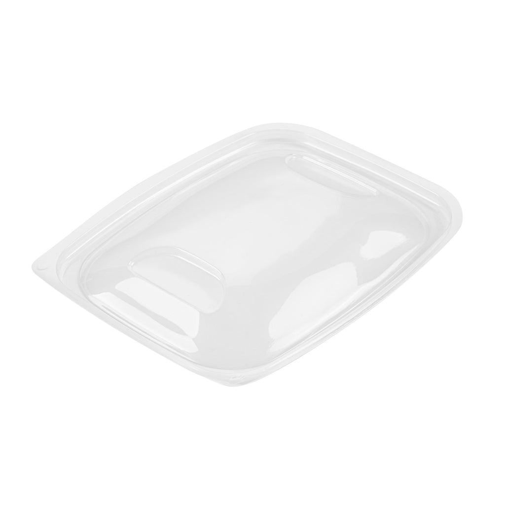 Chef 101 36 oz Rectangle Black Plastic Food Container - with Clear Lid, Microwavable - 8 3/4" x 7" x 2 1/4" - 100 count box