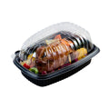 Chef 101 Black Plastic Chicken Roaster Container - with Clear Dome Lid, Microwavable - 10 1/4" x 7 1/4" x 4 3/4" - 50 count box