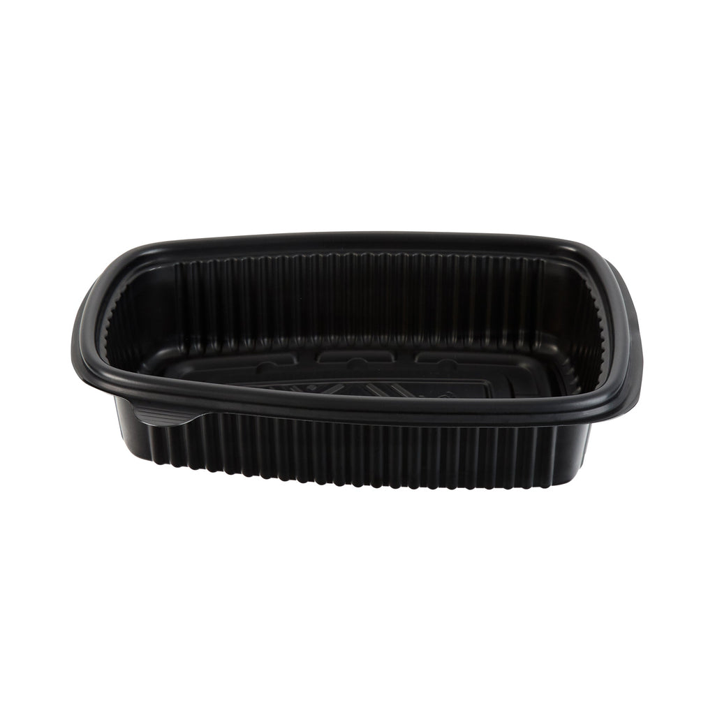Chef 101 Black Plastic Chicken Roaster Container - with Clear Dome Lid, Microwavable - 10 1/4" x 7 1/4" x 4 3/4" - 50 count box