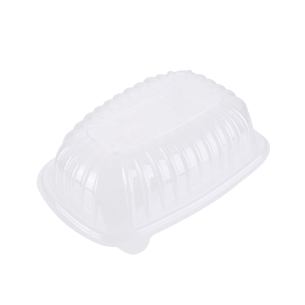 Chef 101 Black Plastic Chicken Roaster Container - with Clear Dome Lid, Microwavable - 10 1/4" x 7 1/4" x 4 3/4" - 100 count box