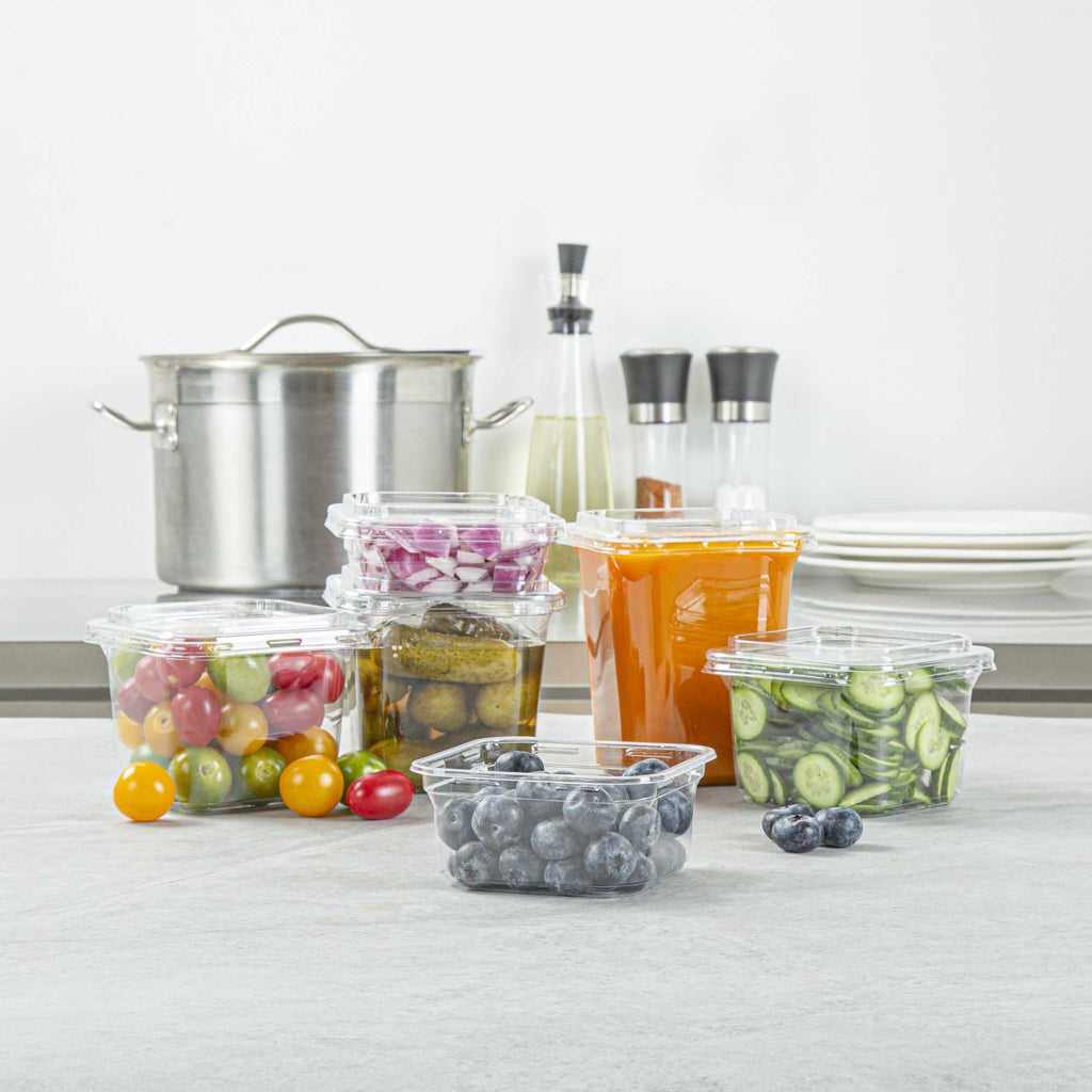 Thermo Tek 12 oz Square Clear Plastic Deli / Snack Container - 4 1/2" x 4 1/2" x 2" - 50 count box