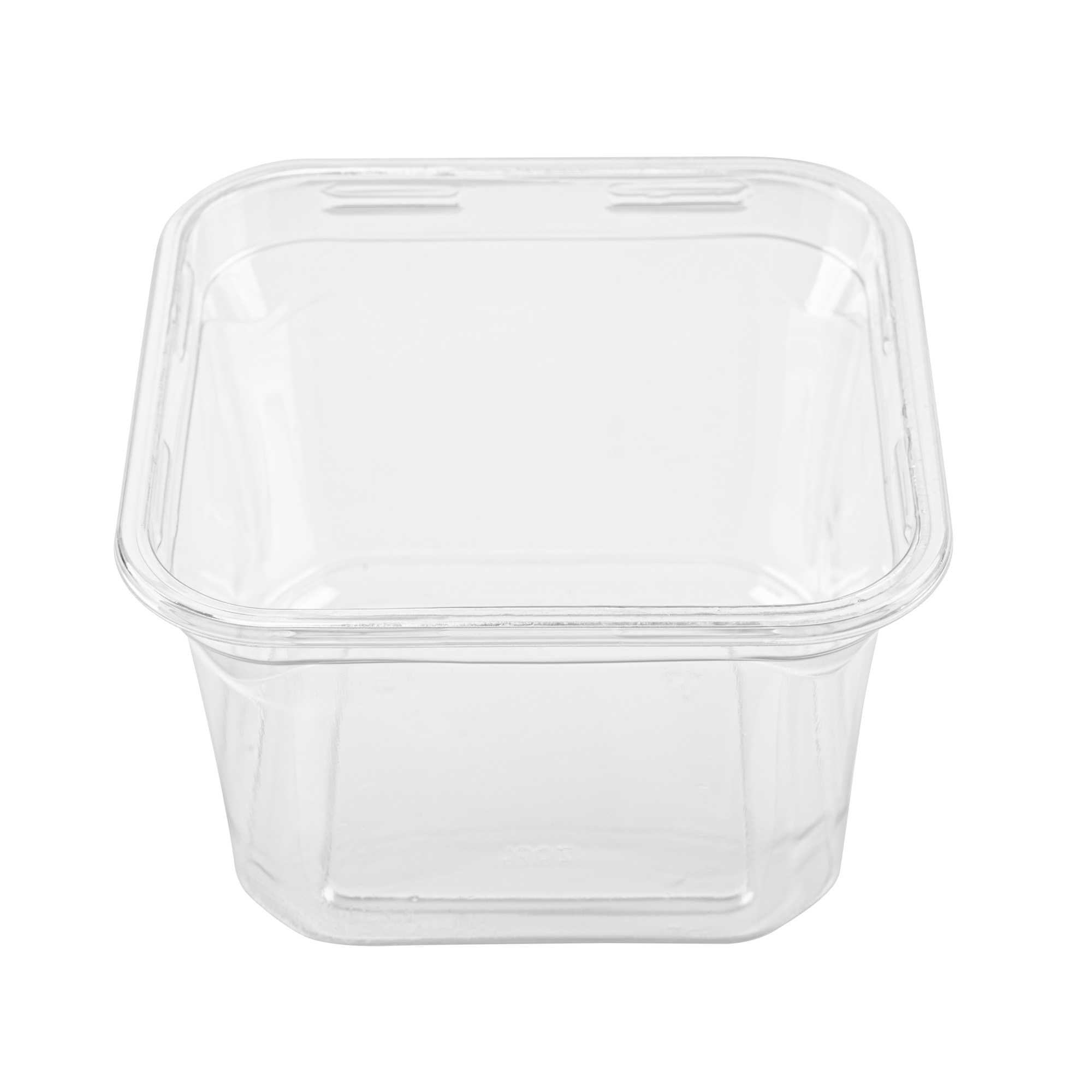 Thermo Tek 16 oz Square Clear Plastic Deli / Snack Container - 4 1/2" x 4 1/2" x 3" - 50 count box