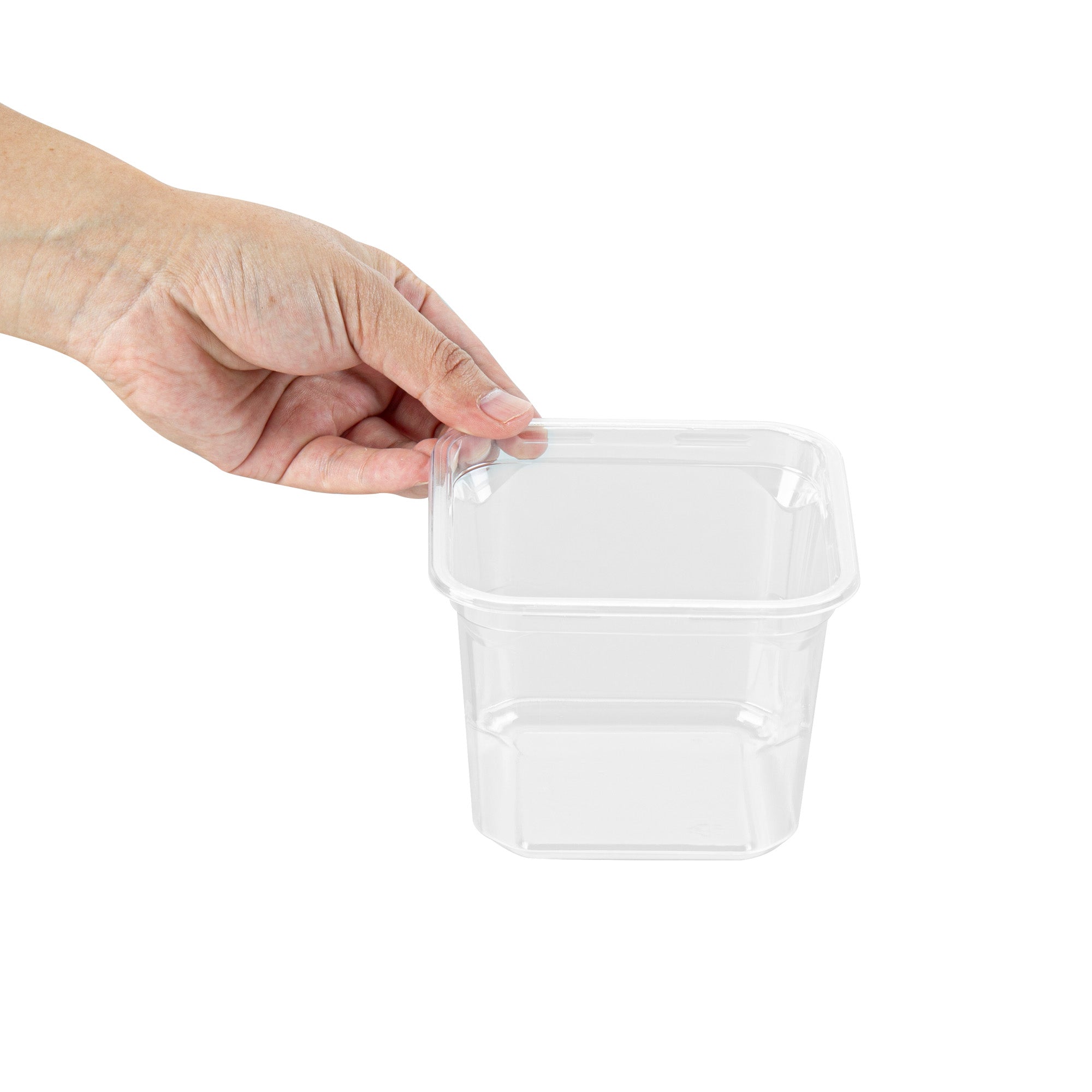 Thermo Tek 20 oz Square Clear Plastic Deli / Snack Container - 4 1/2" x 4 1/2" x 3 1/2" - 100 count box