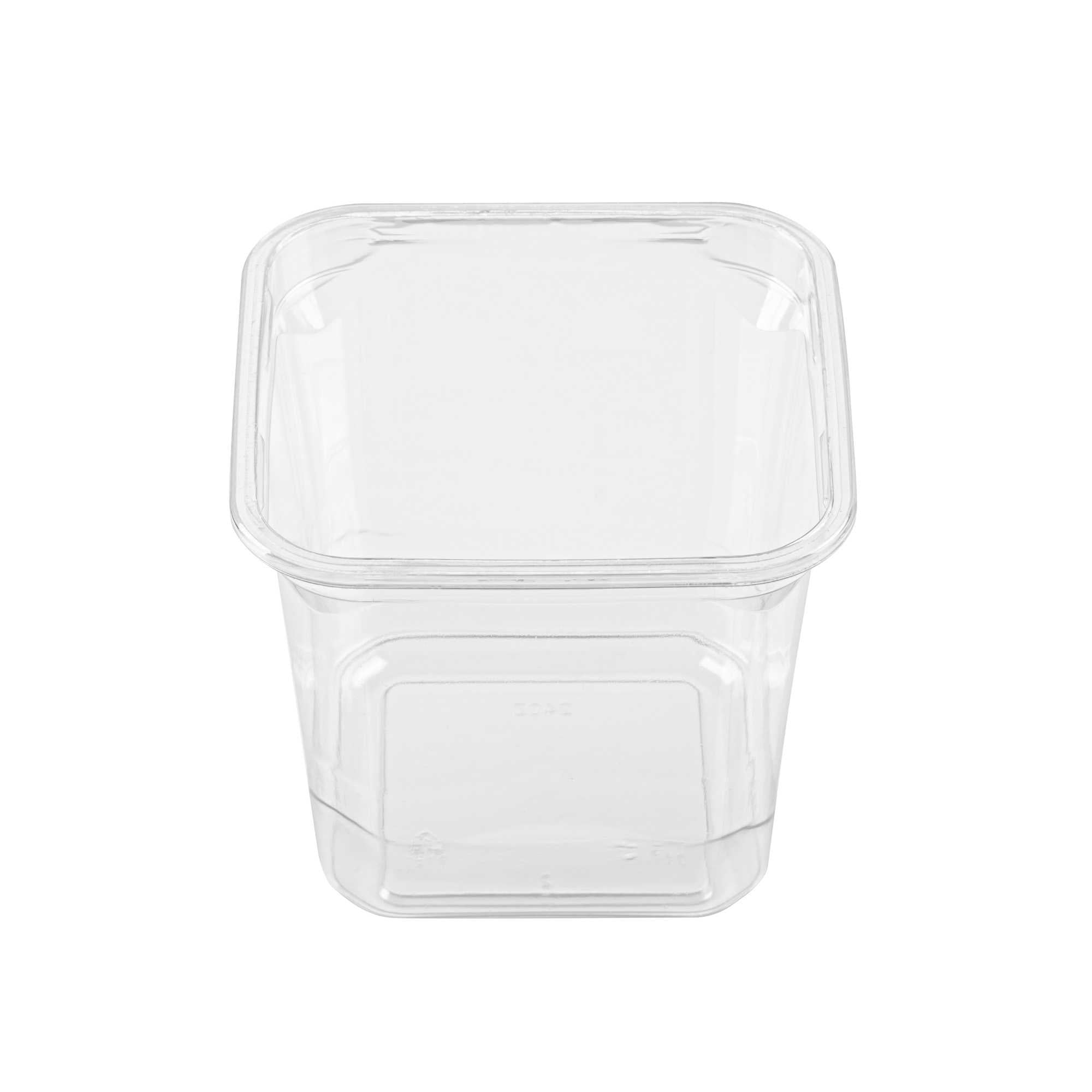 Thermo Tek 24 oz Square Clear Plastic Deli / Snack Container - 4 1/2" x 4 1/2" x 4 1/4" - 50 count box