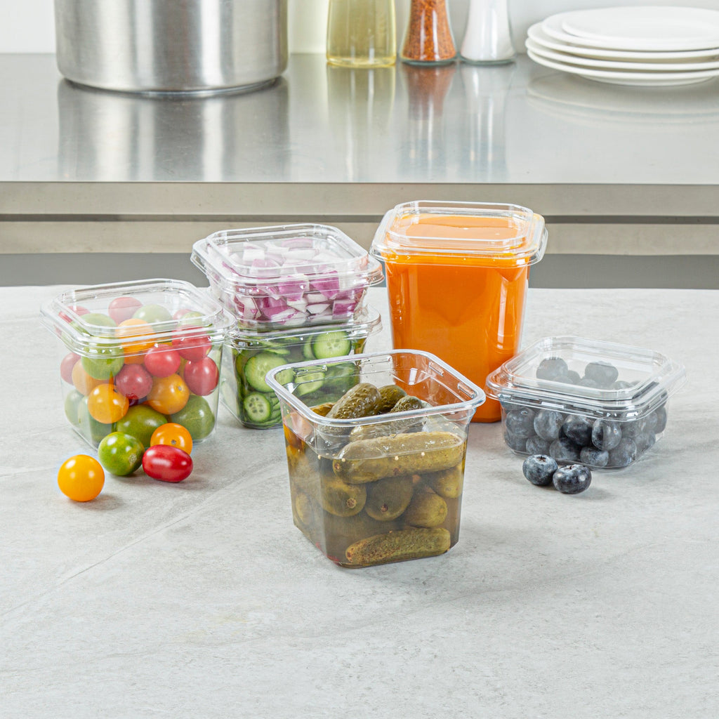 Thermo Tek 24 oz Square Clear Plastic Deli / Snack Container - 4 1/2" x 4 1/2" x 4 1/4" - 100 count box