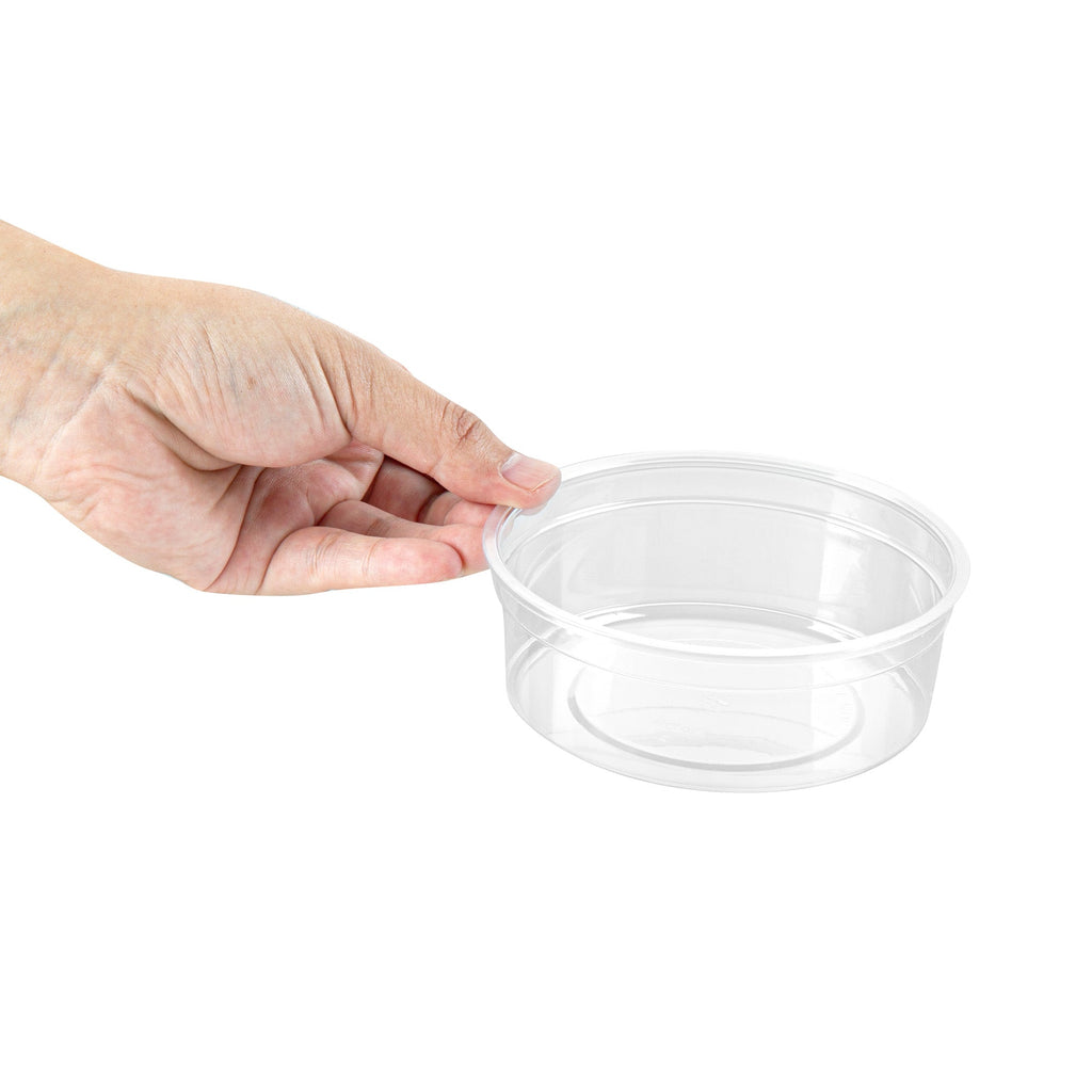 Thermo Tek 8 oz Round Clear Plastic To Go Deli Container - 4 1/2" x 4 1/2" x 1 1/2" - 100 count box