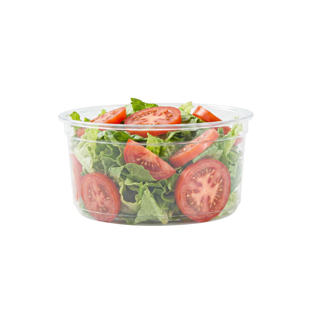 Thermo Tek 12 oz Round Clear Plastic To Go Deli Container - 4 1/2" x 4 1/2" x 2 1/4" - 100 count box