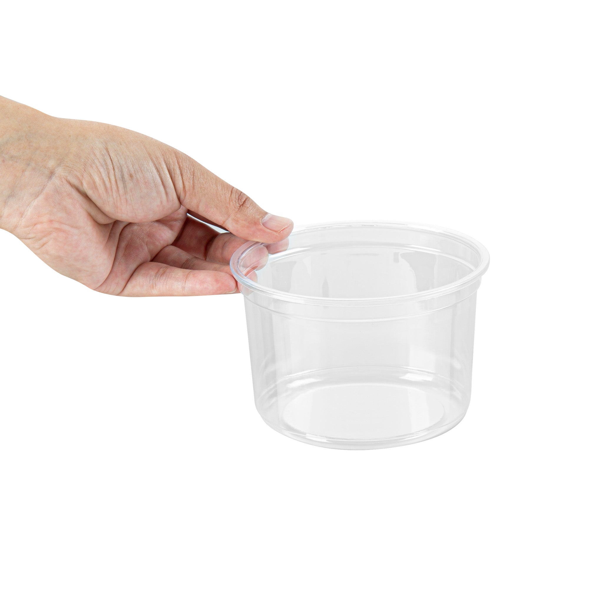 Thermo Tek 16 oz Round Clear Plastic To Go Deli Container - 4 1/2" x 4 1/2" x 3" - 100 count box