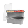 Chef 101 5 Qt Rectangle Gray Plastic Ice Cream Container - with Clear Lid - 13 1/2" x 6 1/2" x 4 3/4" - 100 count box