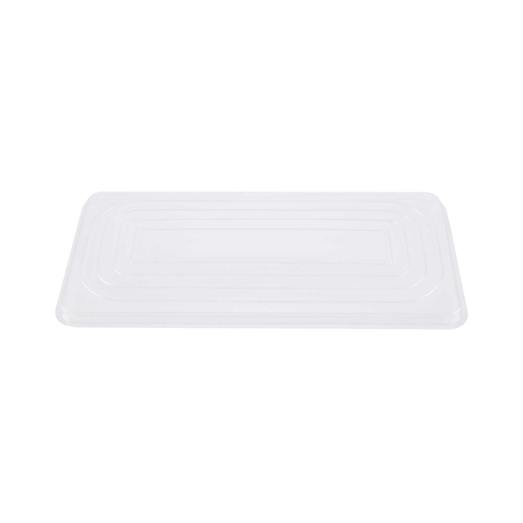 Chef 101 5 Qt Rectangle Gray Plastic Ice Cream Container - with Clear Lid - 13 1/2" x 6 1/2" x 4 3/4" - 25 count box