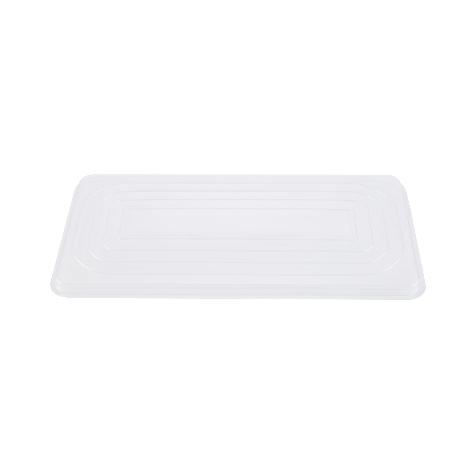 Chef 101 5 Qt Rectangle Gray Plastic Ice Cream Container - with Clear Lid - 13 1/2" x 6 1/2" x 4 3/4" - 100 count box