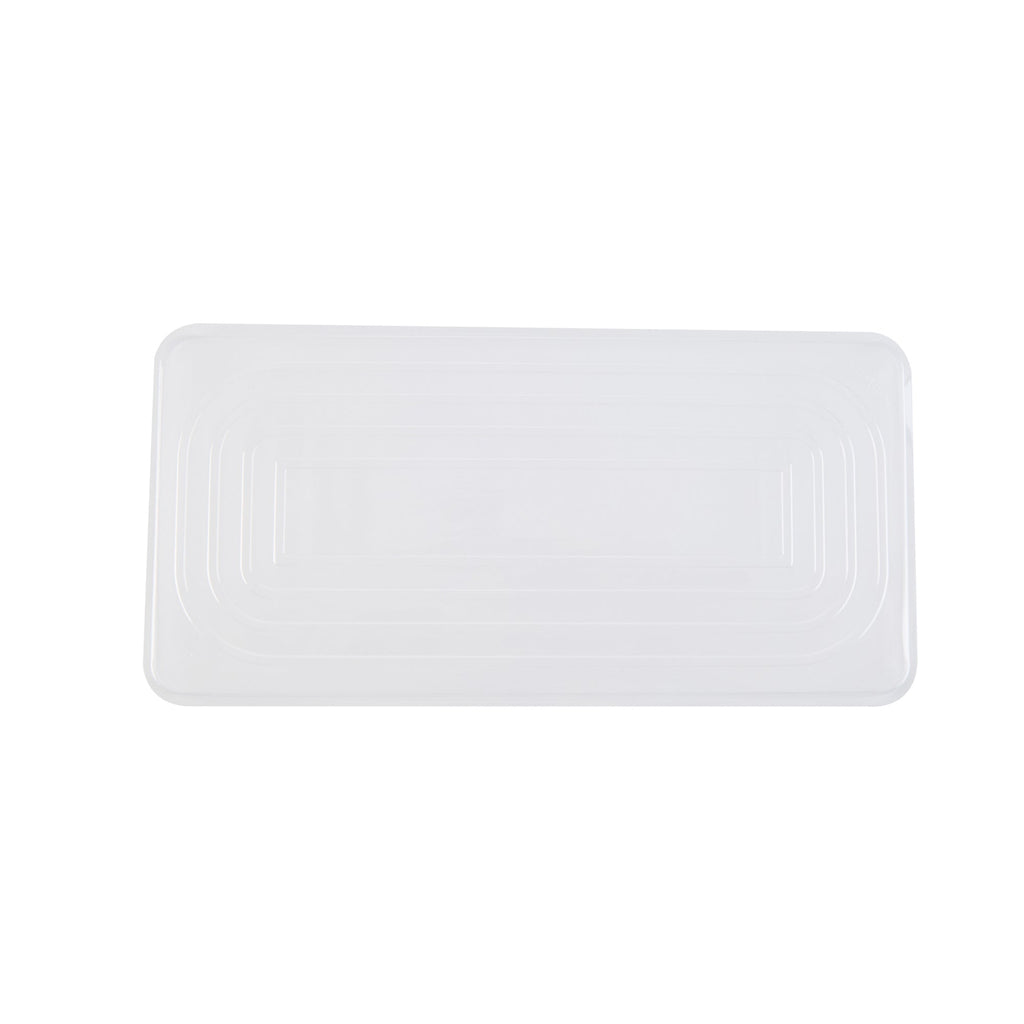 Chef 101 5 Qt Rectangle Gray Plastic Ice Cream Container - with Clear Lid - 13 1/2" x 6 1/2" x 4 3/4" - 100 count box
