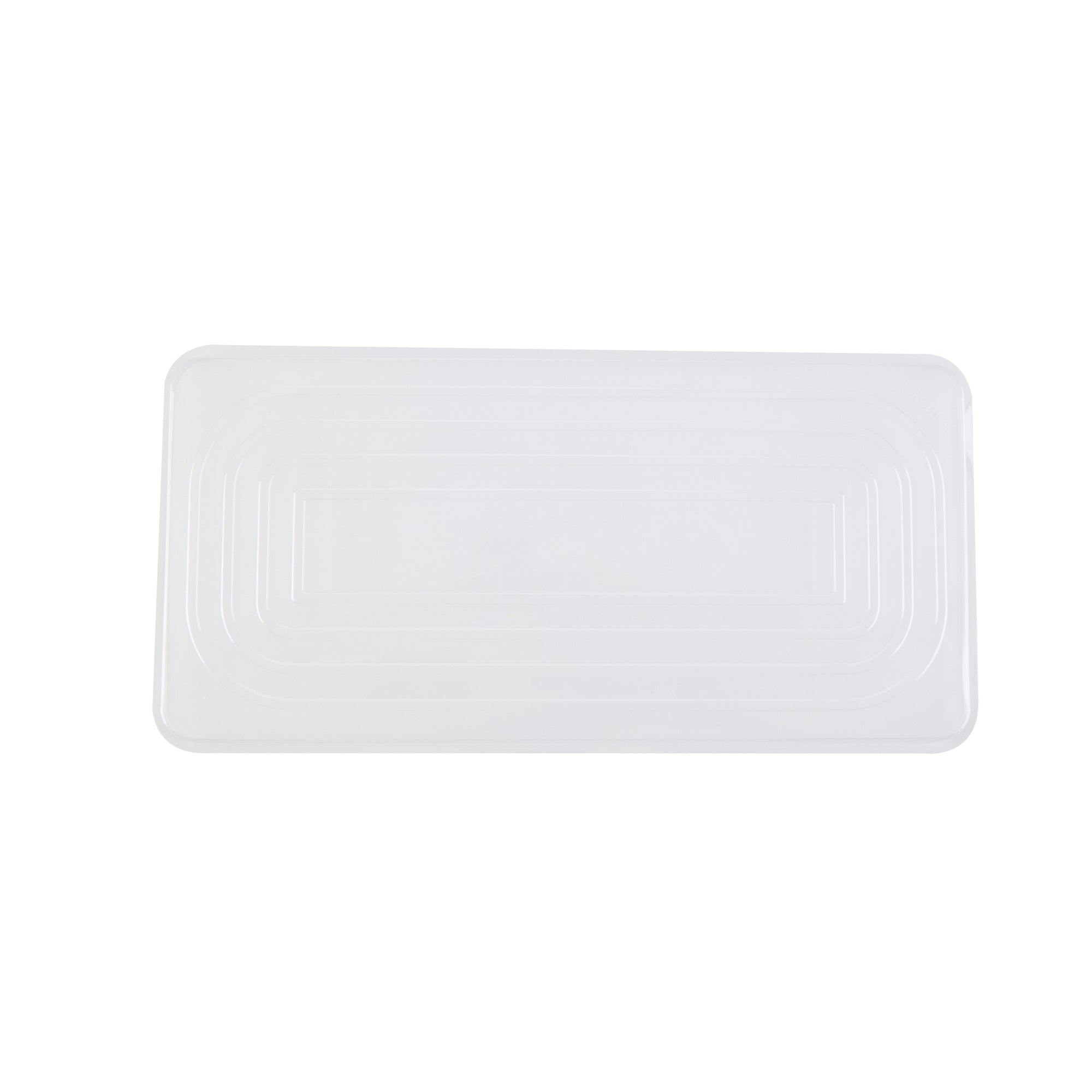 Chef 101 5 Qt Rectangle Gray Plastic Ice Cream Container - with Clear Lid - 13 1/2" x 6 1/2" x 4 3/4" - 100 count box