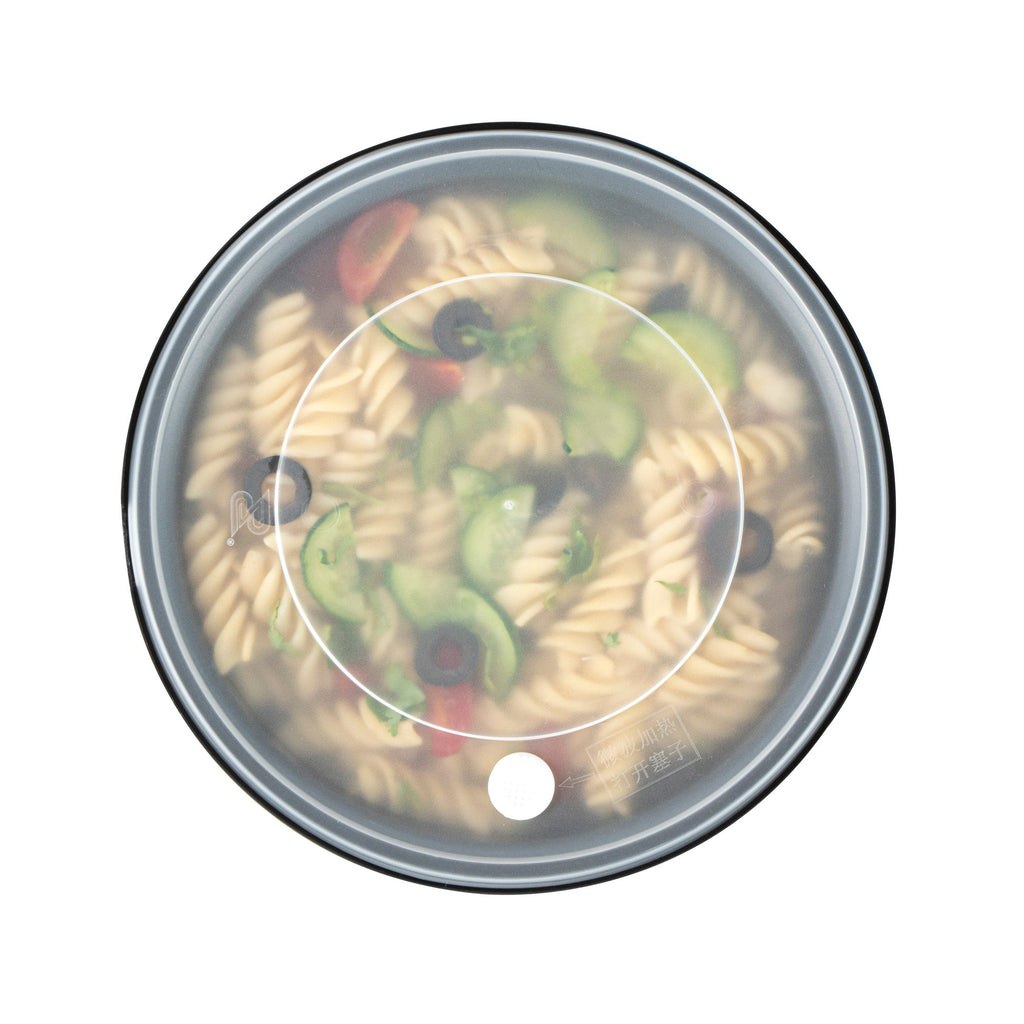 Cater Tek 51 oz Round Black Plastic Catering / Serving Bowl - with Clear Lid, Microwavable - 8" x 8" x 3 1/2" - 25 count box