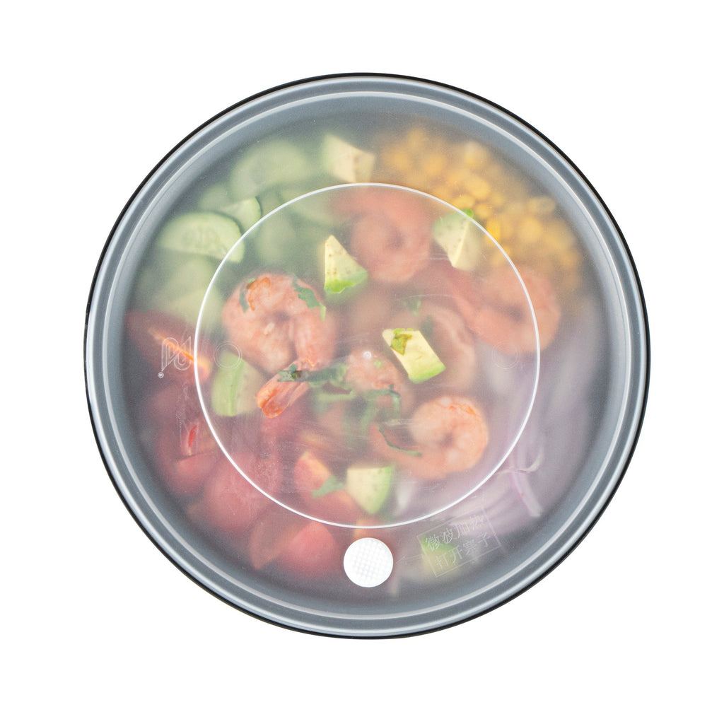 Cater Tek 59 oz Round Black Plastic Catering / Serving Bowl - with Clear Lid, Microwavable - 8" x 8" x 3 3/4" - 100 count box