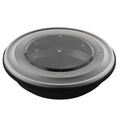 Cater Tek 58 oz Round Black Plastic Catering / Serving Bowl - with Clear Lid, Microwavable - 8" x 8" x 3 3/4" - 25 count box