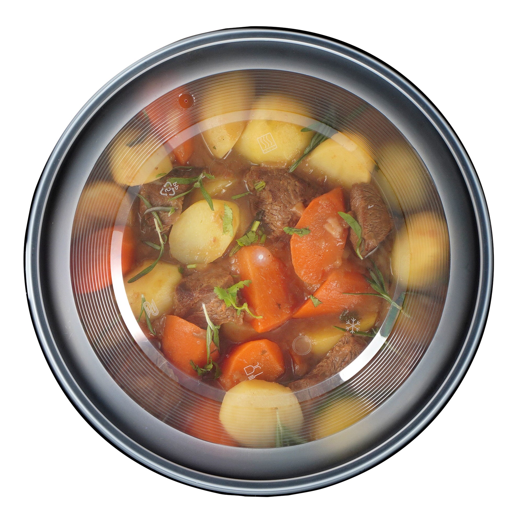 Cater Tek 58 oz Round Black Plastic Catering / Serving Bowl - with Clear Lid, Microwavable - 8" x 8" x 3 3/4" - 25 count box