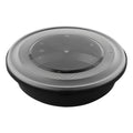 Cater Tek 68 oz Round Black Plastic Catering / Serving Bowl - with Clear Lid, Microwavable - 9 3/4" x 9 3/4" x 3" - 25 count box