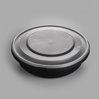 Cater Tek 68 oz Round Black Plastic Catering / Serving Bowl - with Clear Lid, Microwavable - 9 3/4" x 9 3/4" x 3" - 25 count box