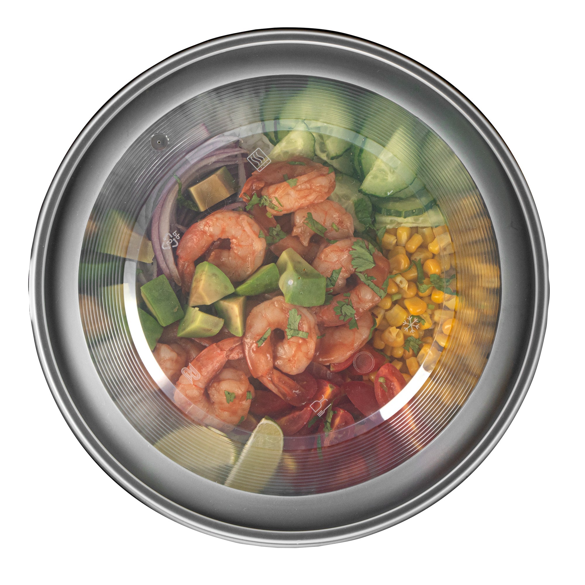 Cater Tek 118 oz Round Black Plastic Catering / Serving Bowl - with Clear Lid, Microwavable - 9 3/4" x 9 3/4" x 4 3/4" - 25 count box