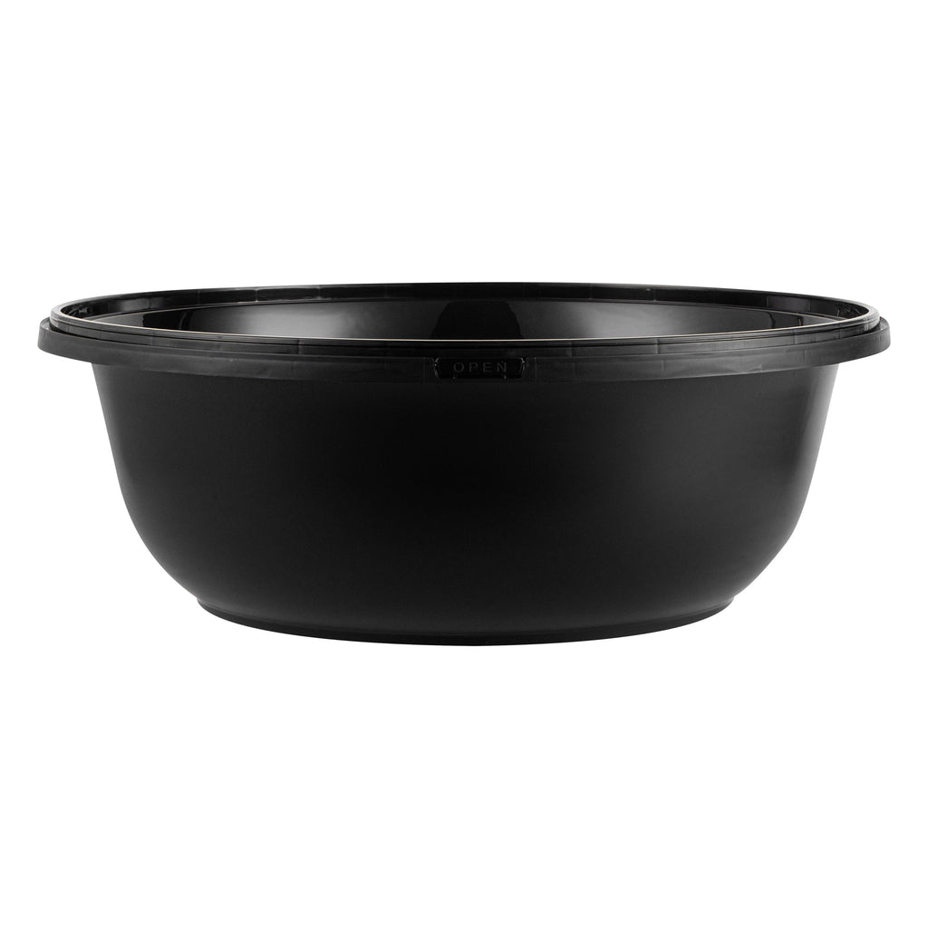 Cater Tek 169 oz Round Black Catering / Serving Bowl - with Clear Lid, Microwavable - 11 3/4" x 11 3/4" x 4 1/2" - 50 count box