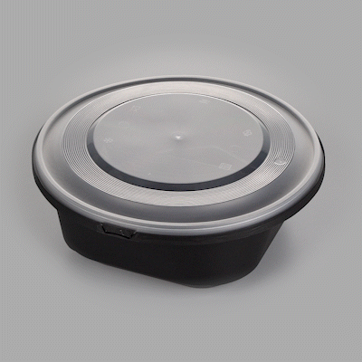 Cater Tek 85 oz Round Black Catering / Serving Bowl - with Clear Lid, Microwavable - 9 3/4" x 9 3/4" x 3 3/4" - 25 count box