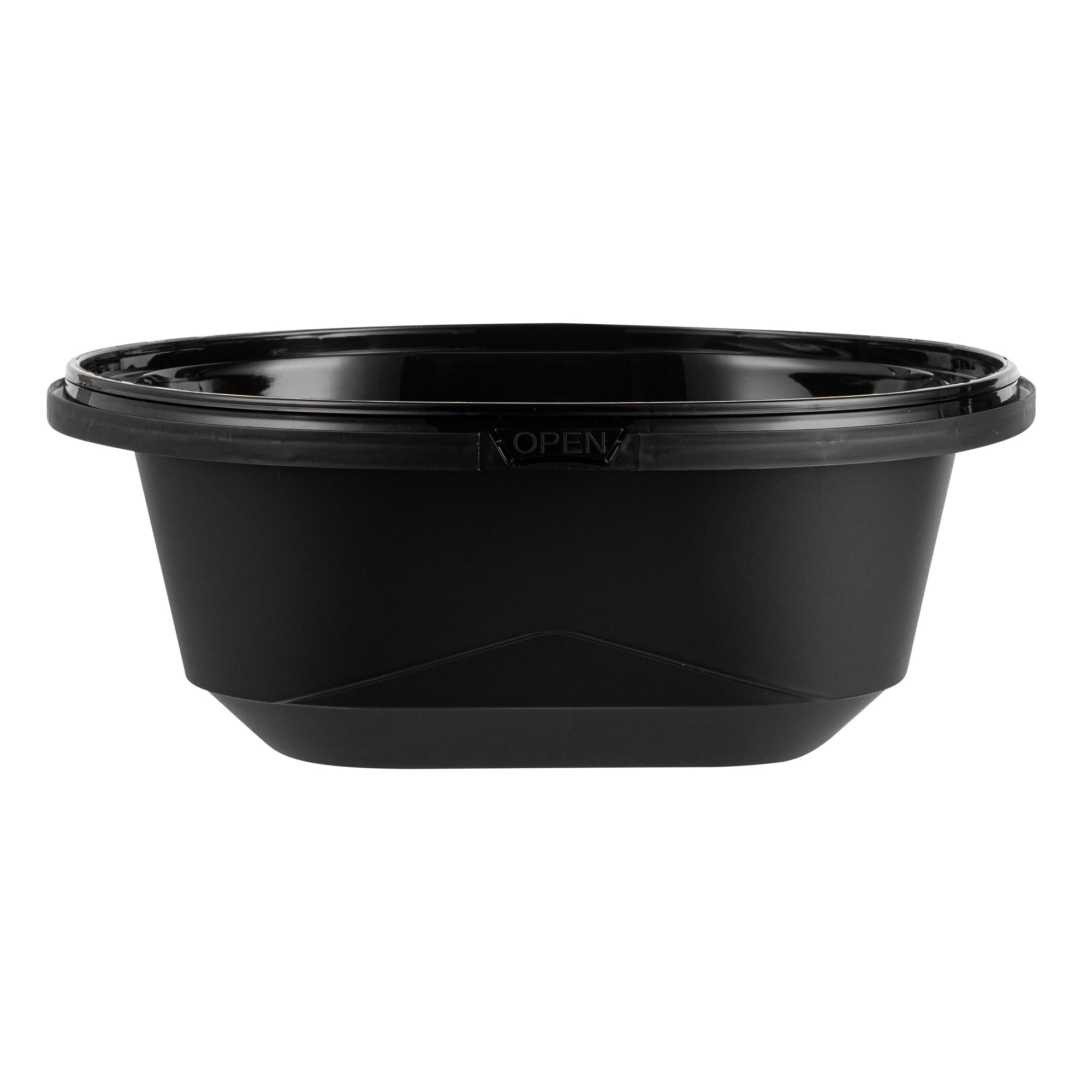 Cater Tek 85 oz Round Black Catering / Serving Bowl - with Clear Lid, Microwavable - 9 3/4" x 9 3/4" x 3 3/4" - 25 count box