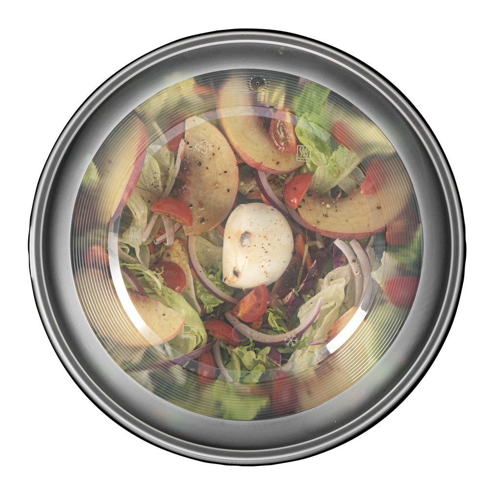 Cater Tek 85 oz Round Black Catering / Serving Bowl - with Clear Lid, Microwavable - 9 3/4" x 9 3/4" x 3 3/4" - 100 count box