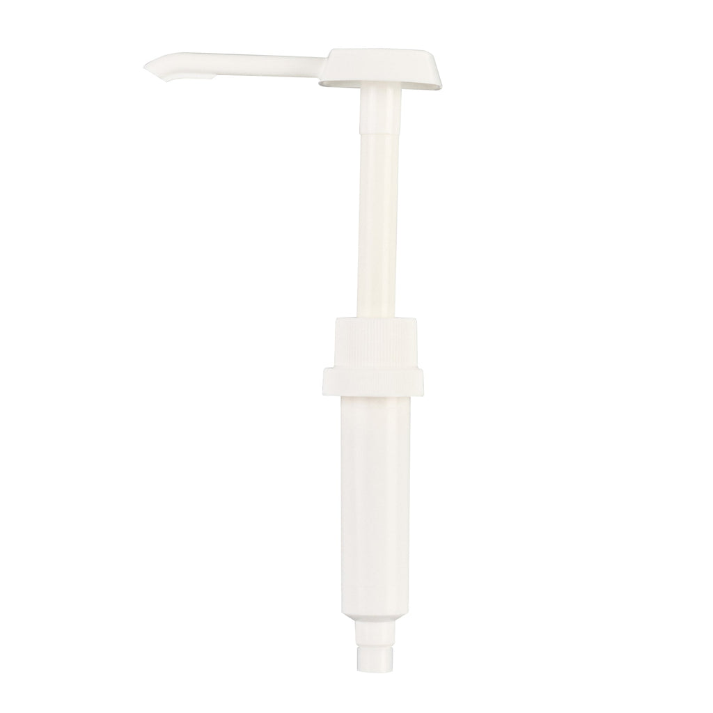 Met Lux 1 oz White Plastic Condiment Pump - with 11" Trimmable Dip Tube - 1 count box
