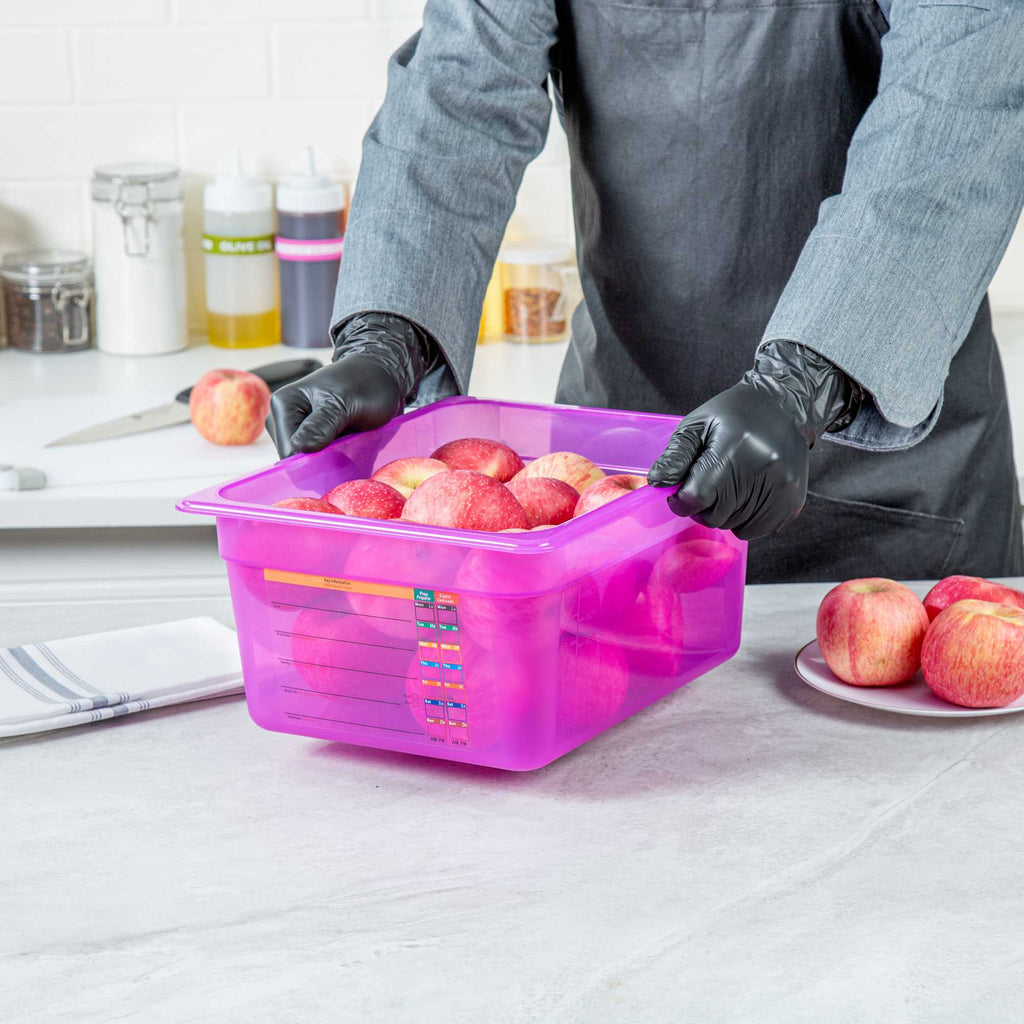 Met Lux Purple Allergen-Free Polypropylene Half Size Food Pan - 6" Deep, with Label - 1 count box