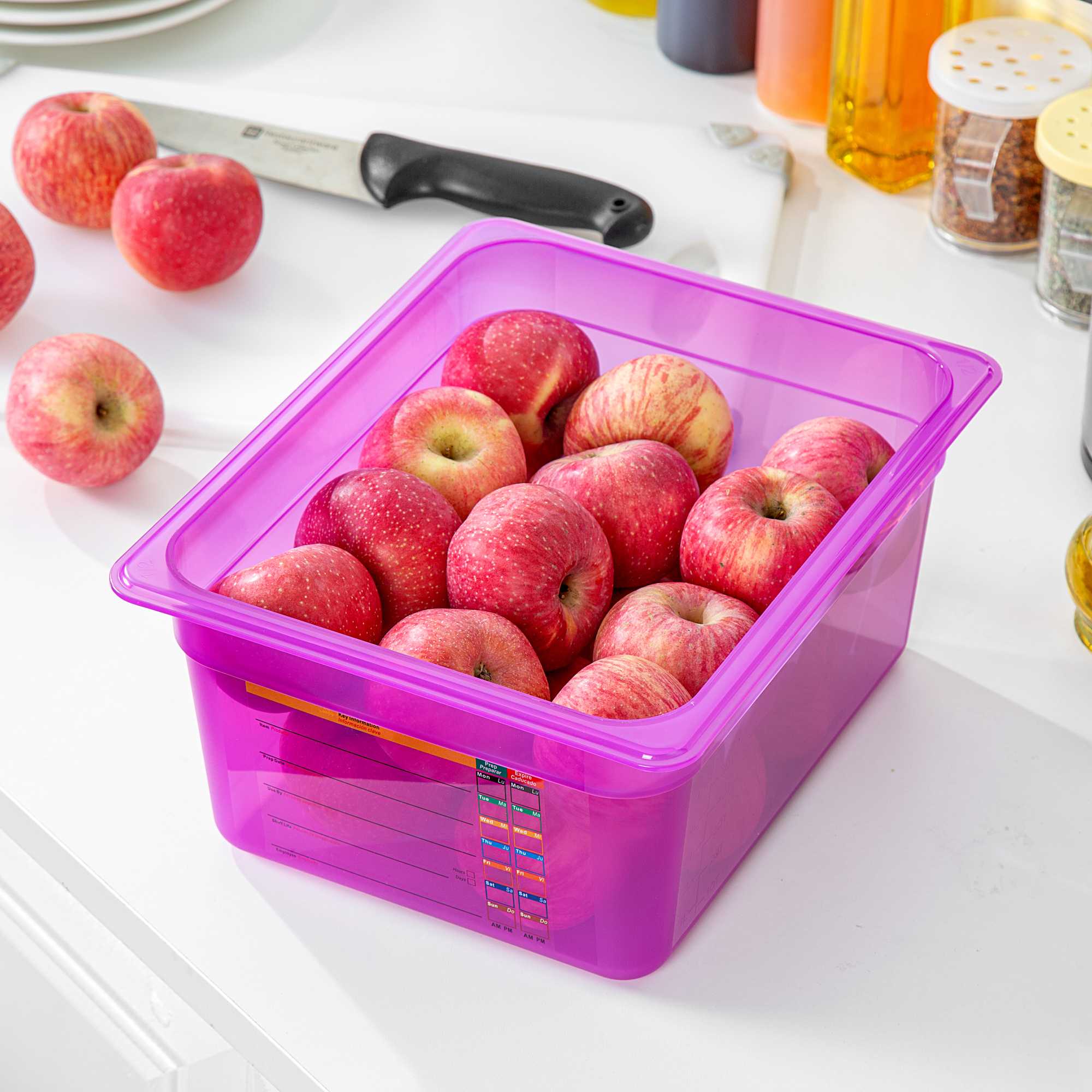 Met Lux Purple Allergen-Free Polypropylene Half Size Food Pan - 6" Deep, with Label - 1 count box