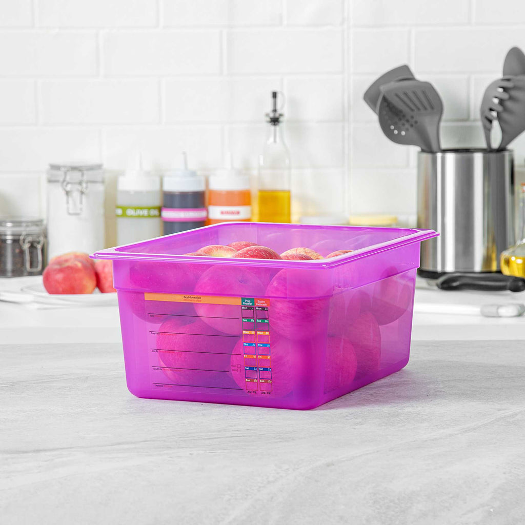 Met Lux Purple Allergen-Free Polypropylene Half Size Food Pan - 6" Deep, with Label - 1 count box