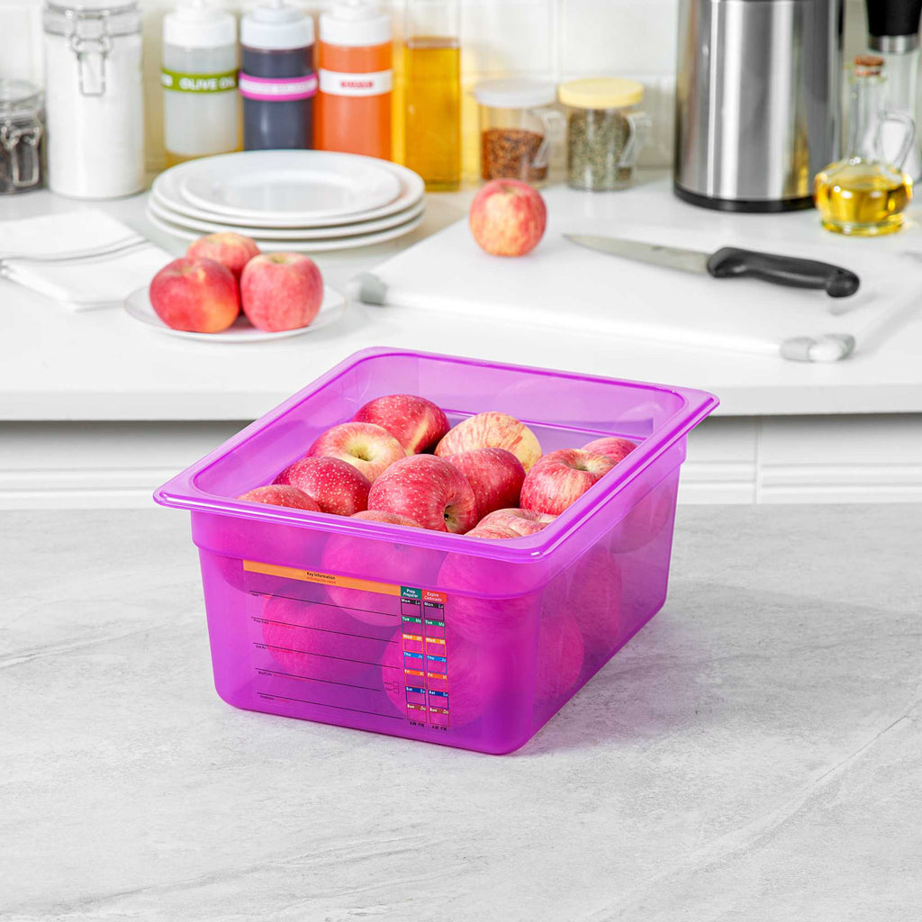 Met Lux Purple Allergen-Free Polypropylene Half Size Food Pan - 6" Deep, with Label - 1 count box